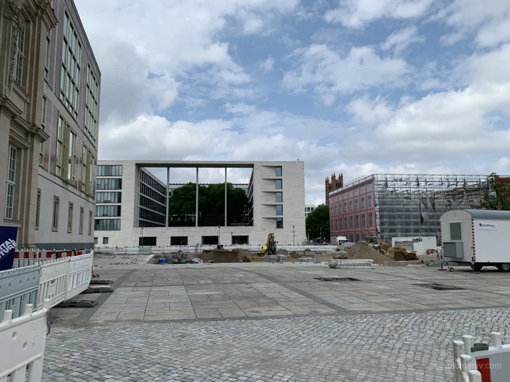 A courtyard of modern facades