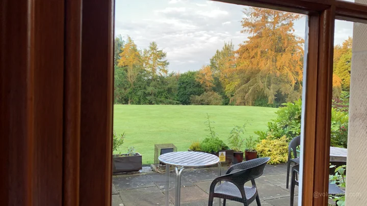 Autumn framed by a window