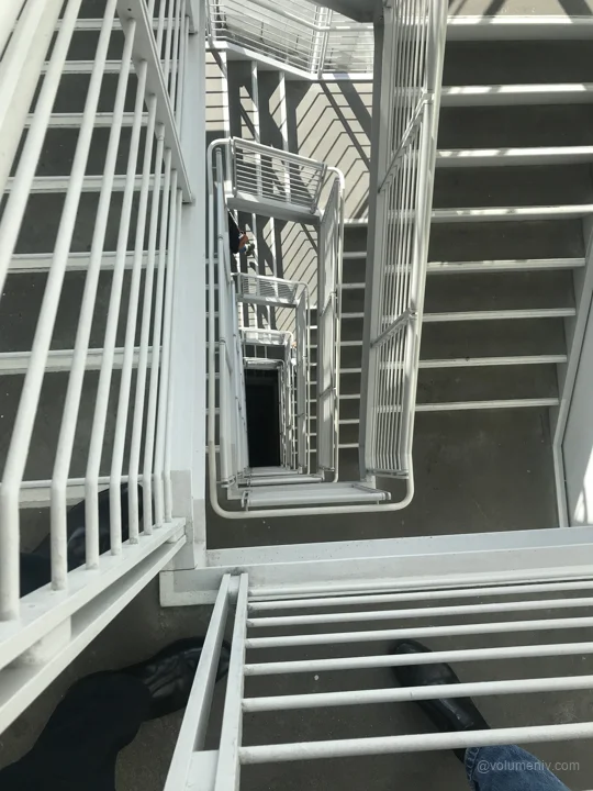 White rails and diagonal shadow